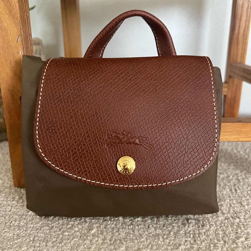 Authentic Longchamp Le Pliage Backpack in Olive Green